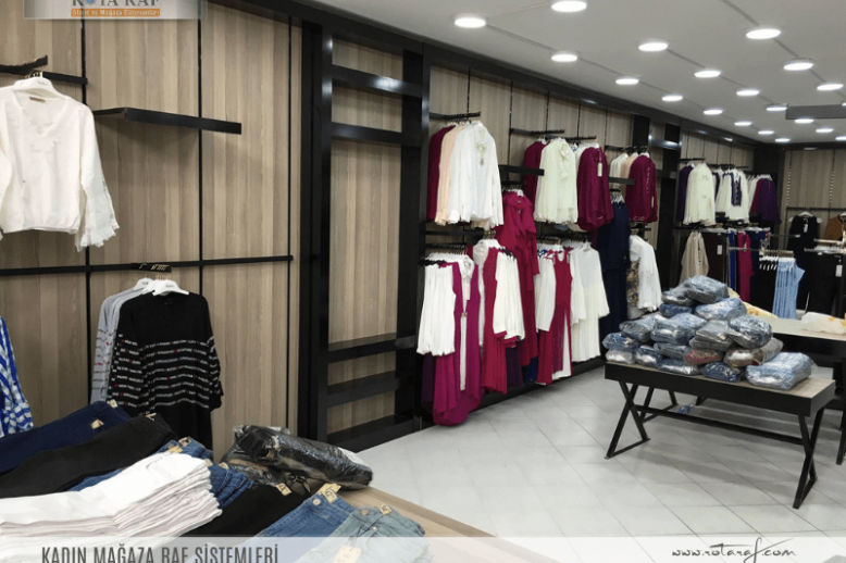 kadın mağaza raf sistemleri